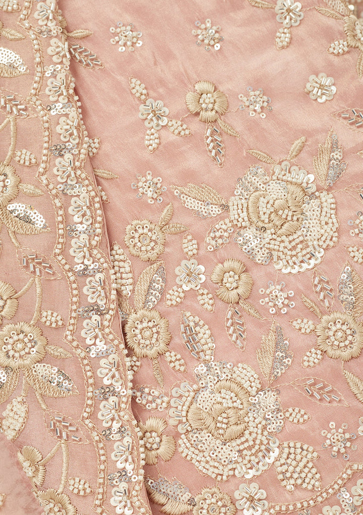 Pink Silver Stonework Tissue Unstitched Salwar Suit