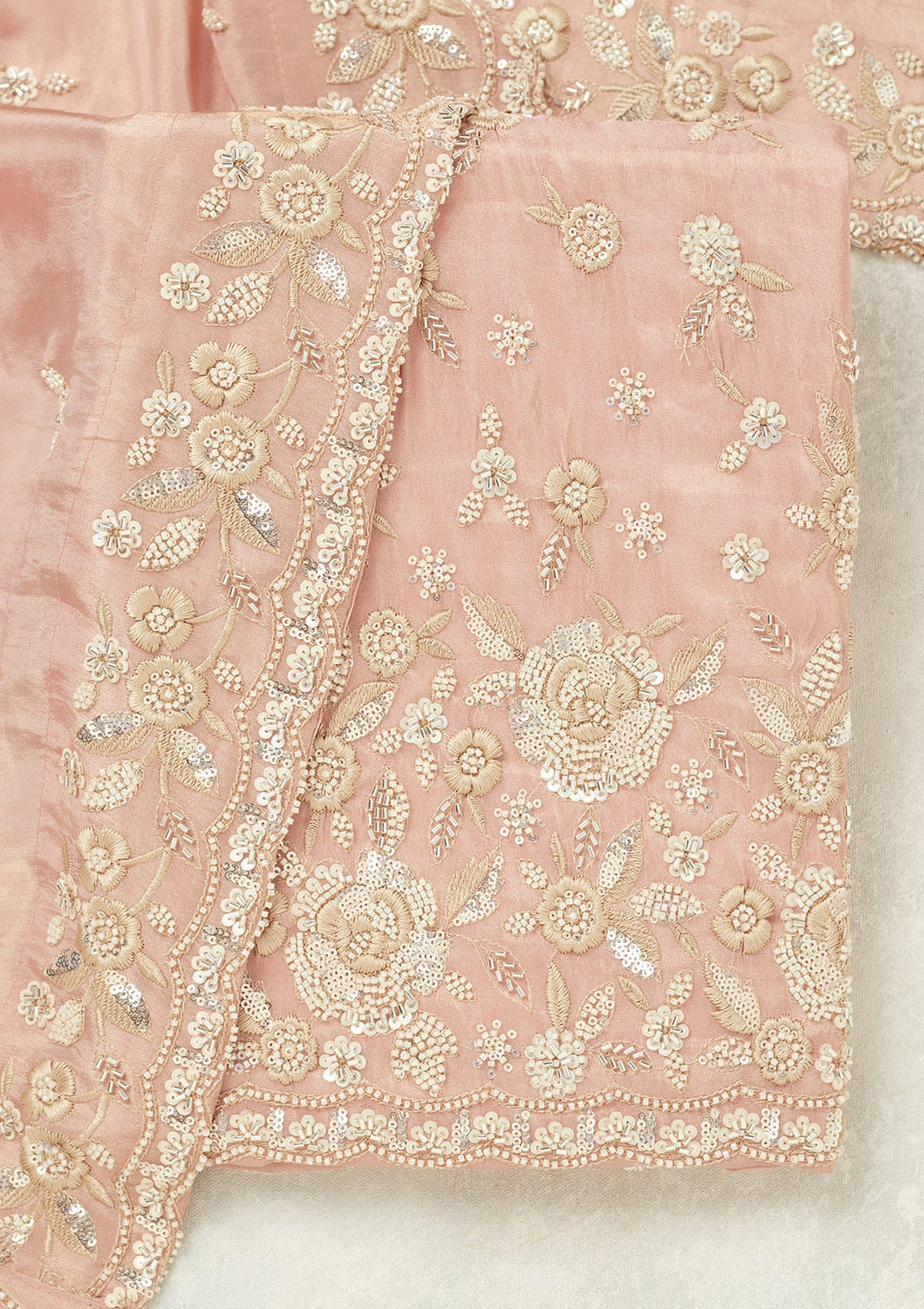 Pink Silver Stonework Tissue Unstitched Salwar Suit