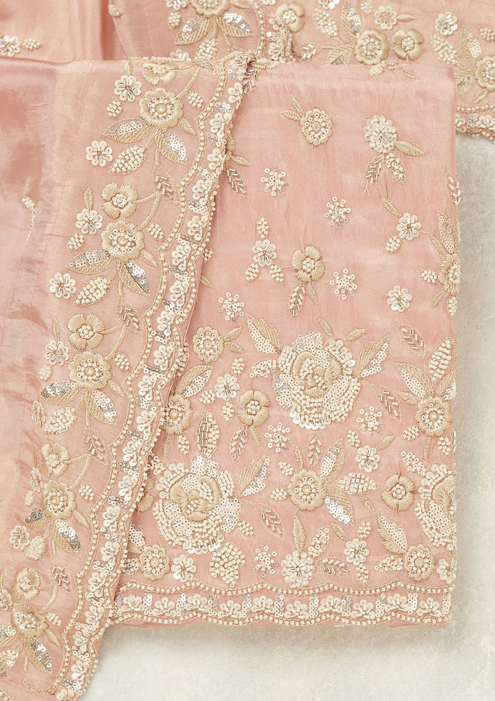 Pink Silver Stonework Tissue Unstitched Salwar Suit