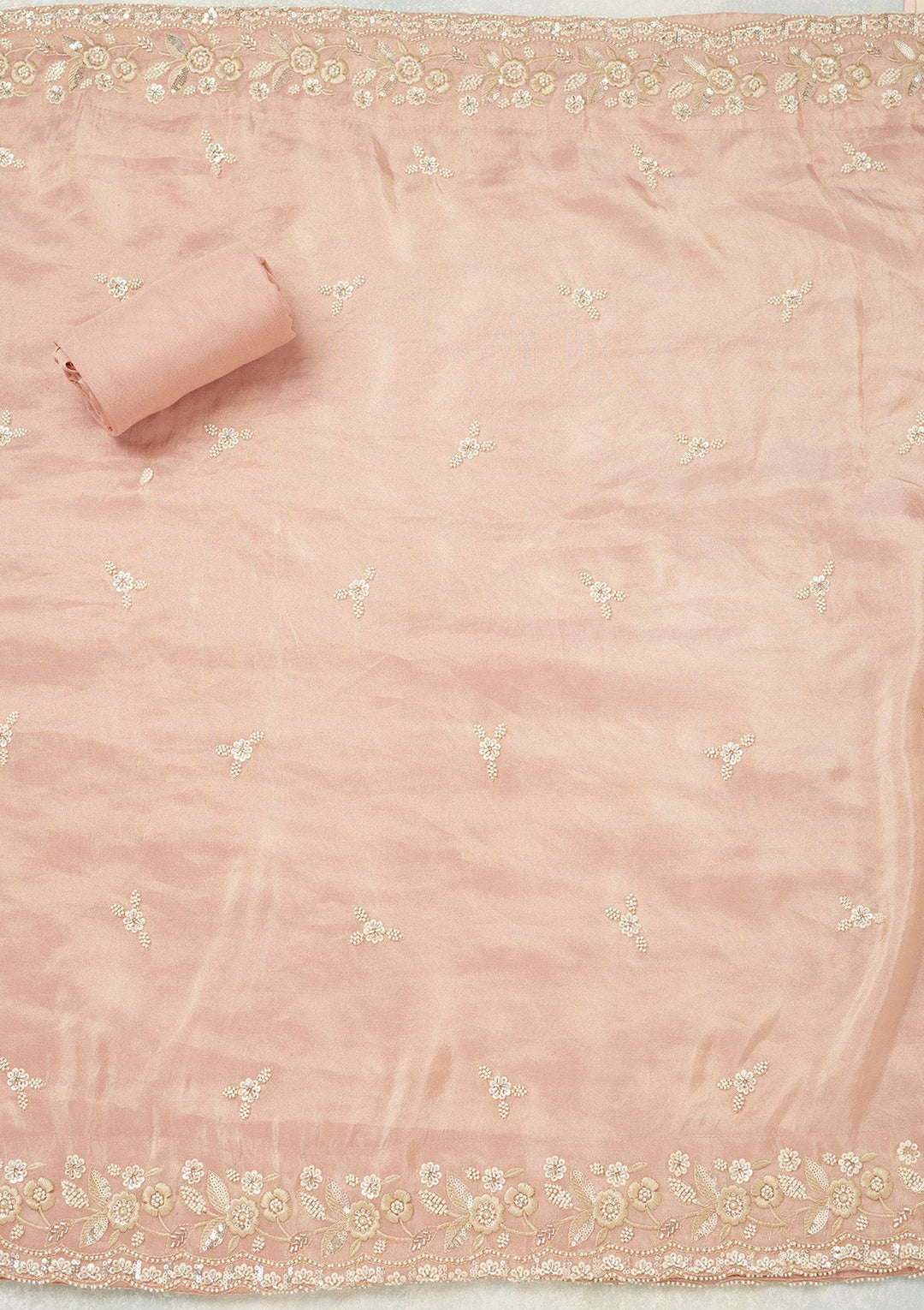 Pink Silver Stonework Tissue Unstitched Salwar Suit