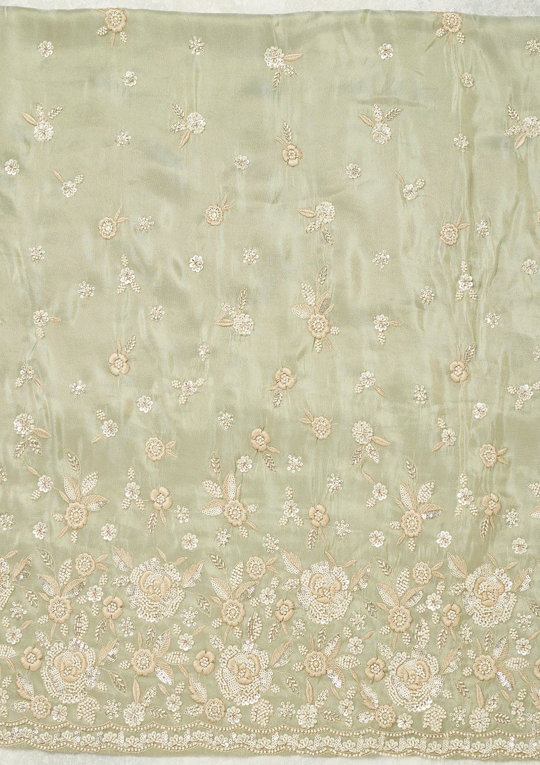 Sea Green Silver Stonework Tissue Unstitched Salwar Suit