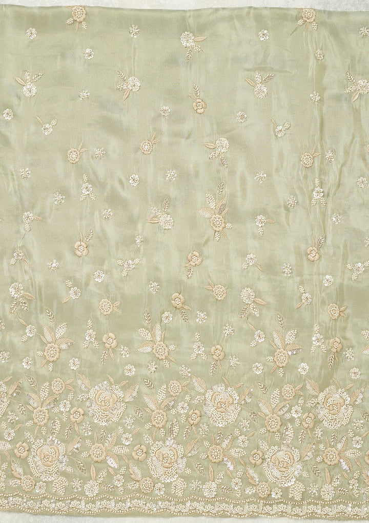 Sea Green Silver Stonework Tissue Unstitched Salwar Suit