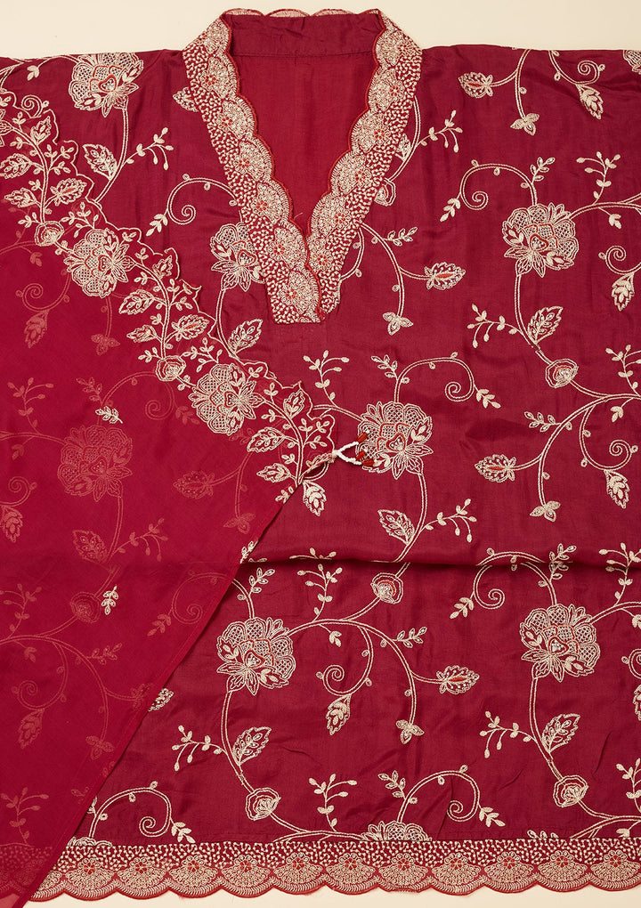 Purple Zariwork (Gold) Chinon Unstitched Salwar Suit