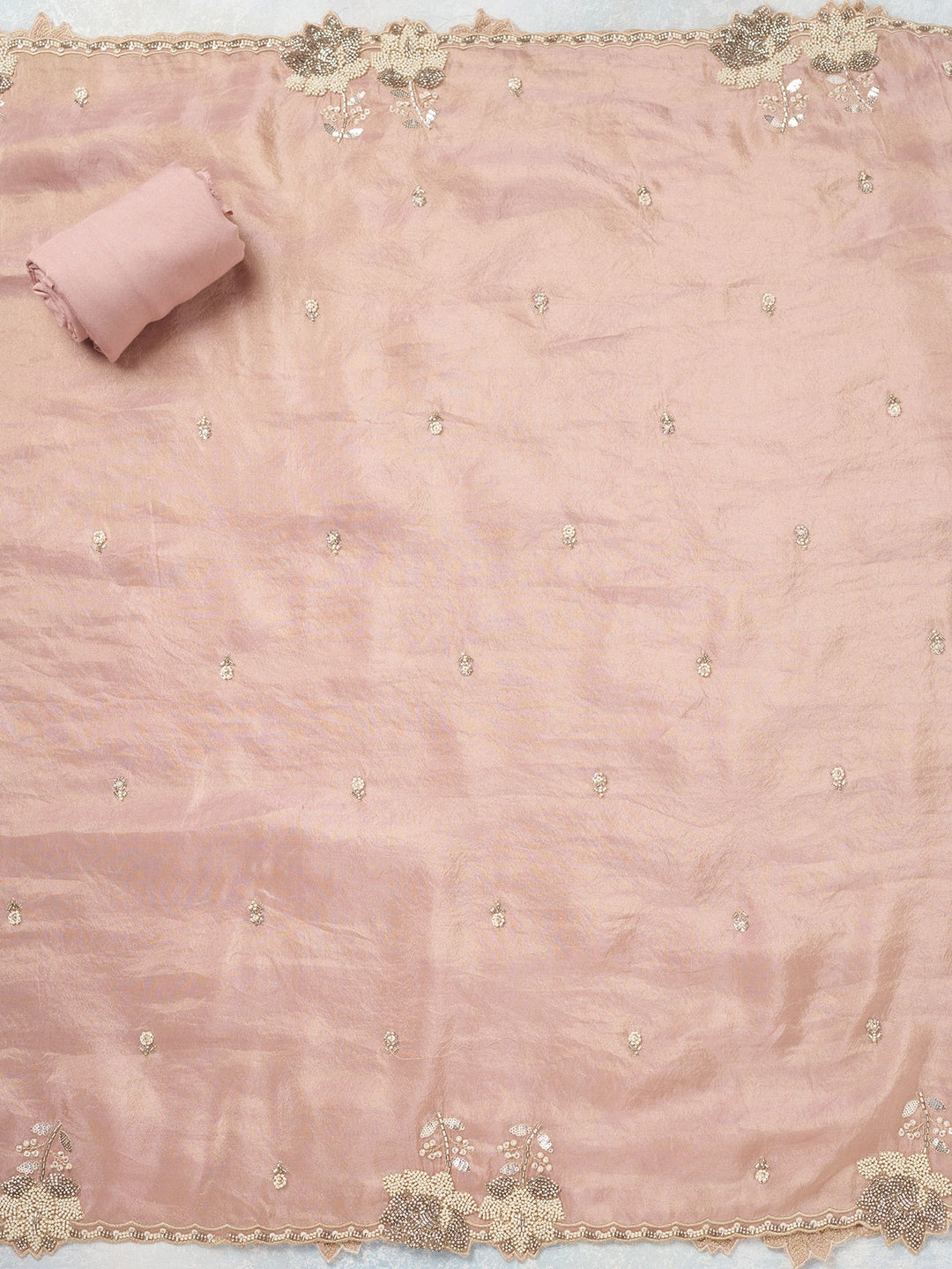 Pink Cutdana Tissue Unstitched Salwar Suit