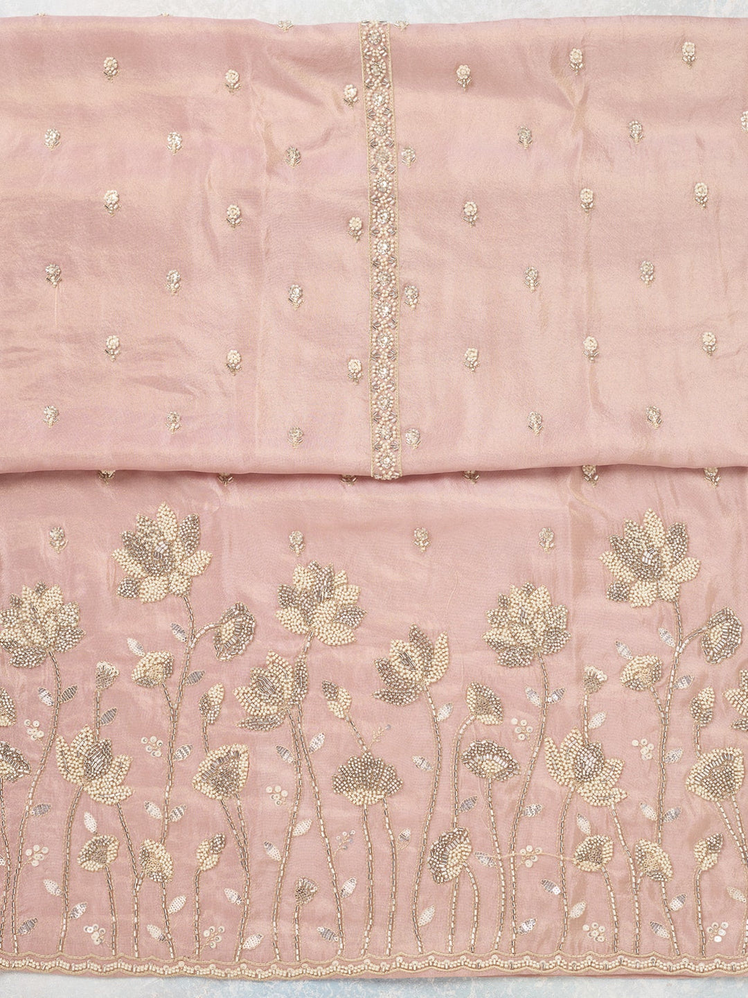 Pink Cutdana Tissue Unstitched Salwar Suit