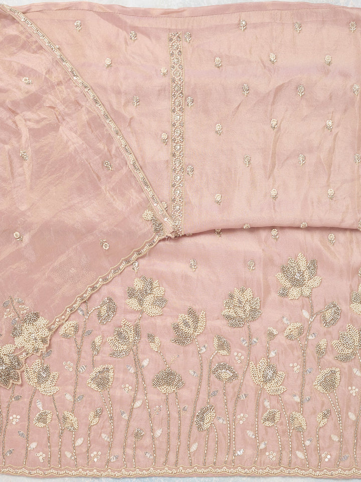 Pink Cutdana Tissue Unstitched Salwar Suit
