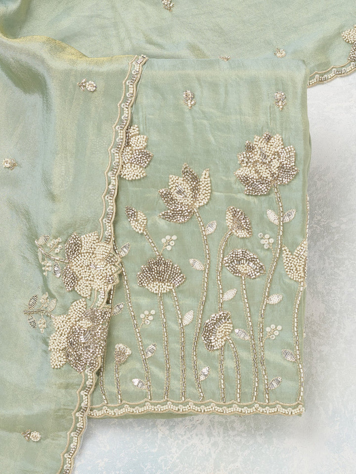 Sea Green Cutdana Tissue Unstitched Salwar Suit