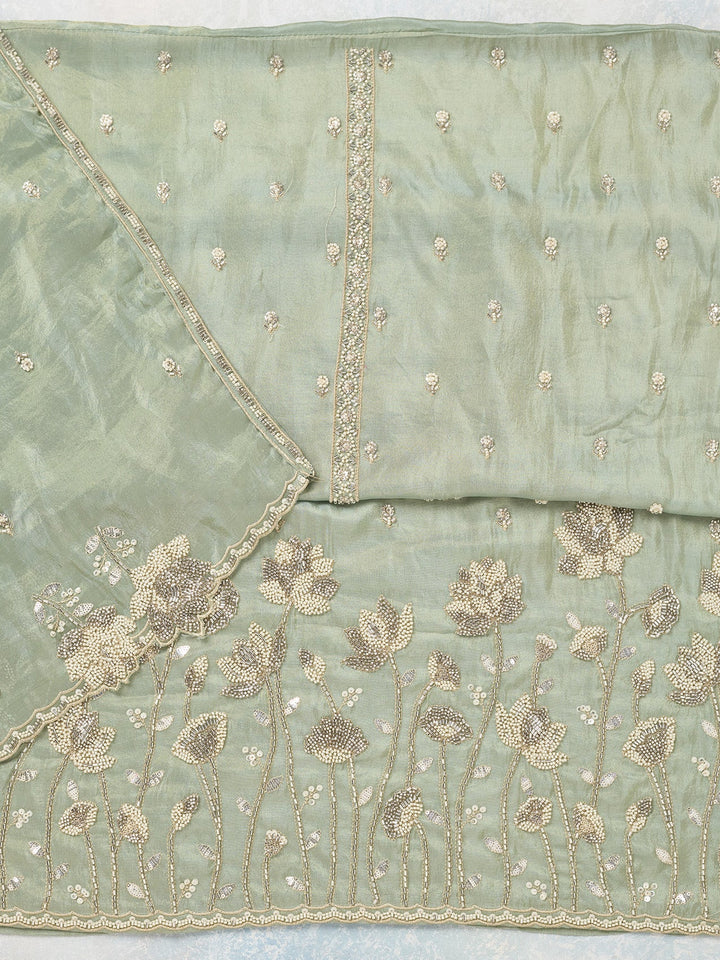 Sea Green Cutdana Tissue Unstitched Salwar Suit