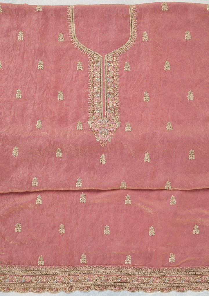 Onion Pink Aariwork Tissue Unstitched Salwar Suit