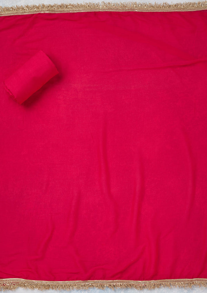 Rani Pink Zariwork Dola Silk Unstitched Salwar Suit-koskii