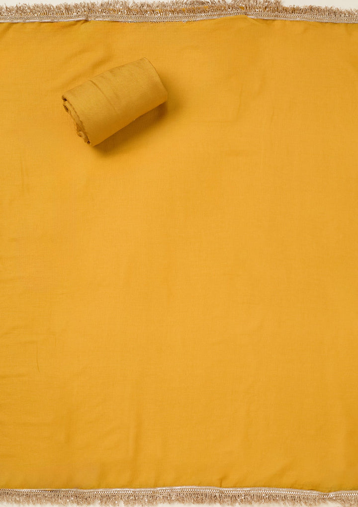 Mustard Zariwork Dola Silk Unstitched Salwar Suit-koskii