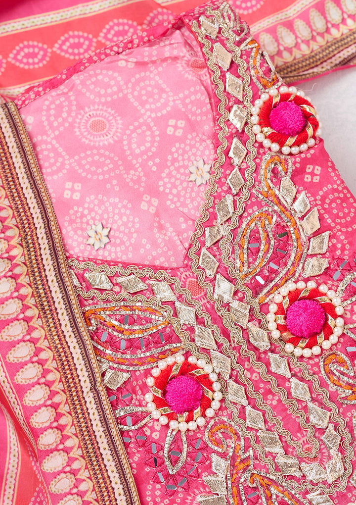 Rani Pink Zariwork Semi Crepe Unstitched Salwar Suit-koskii