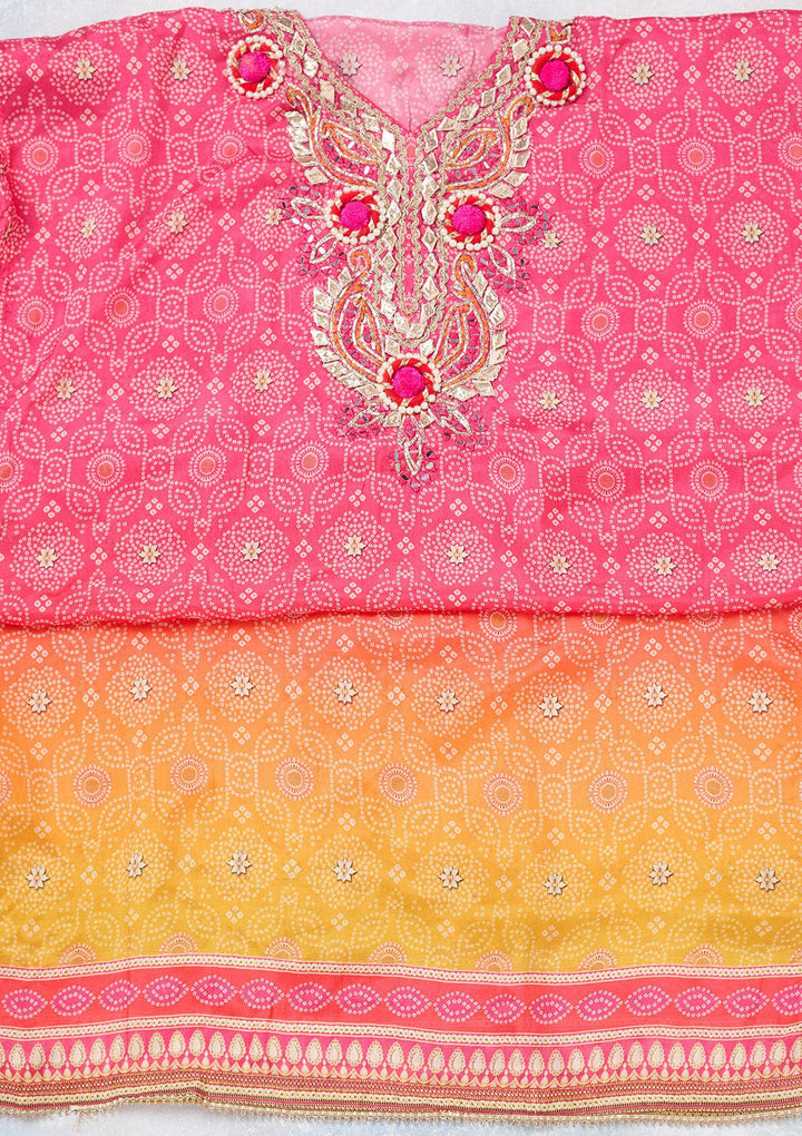 Rani Pink Zariwork Semi Crepe Unstitched Salwar Suit-koskii