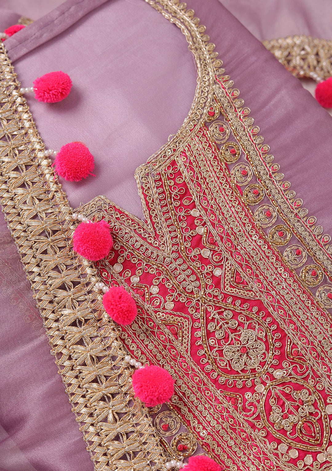 Lavender Cording Tissue Unstitched Salwar Suit