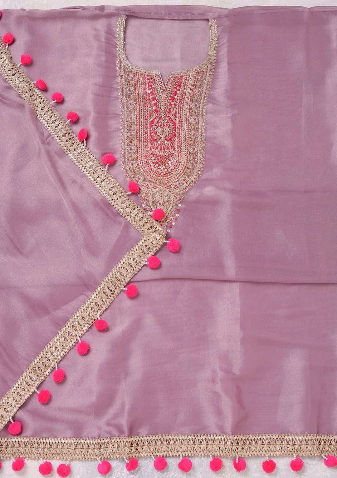 Lavender Cording Tissue Unstitched Salwar Suit