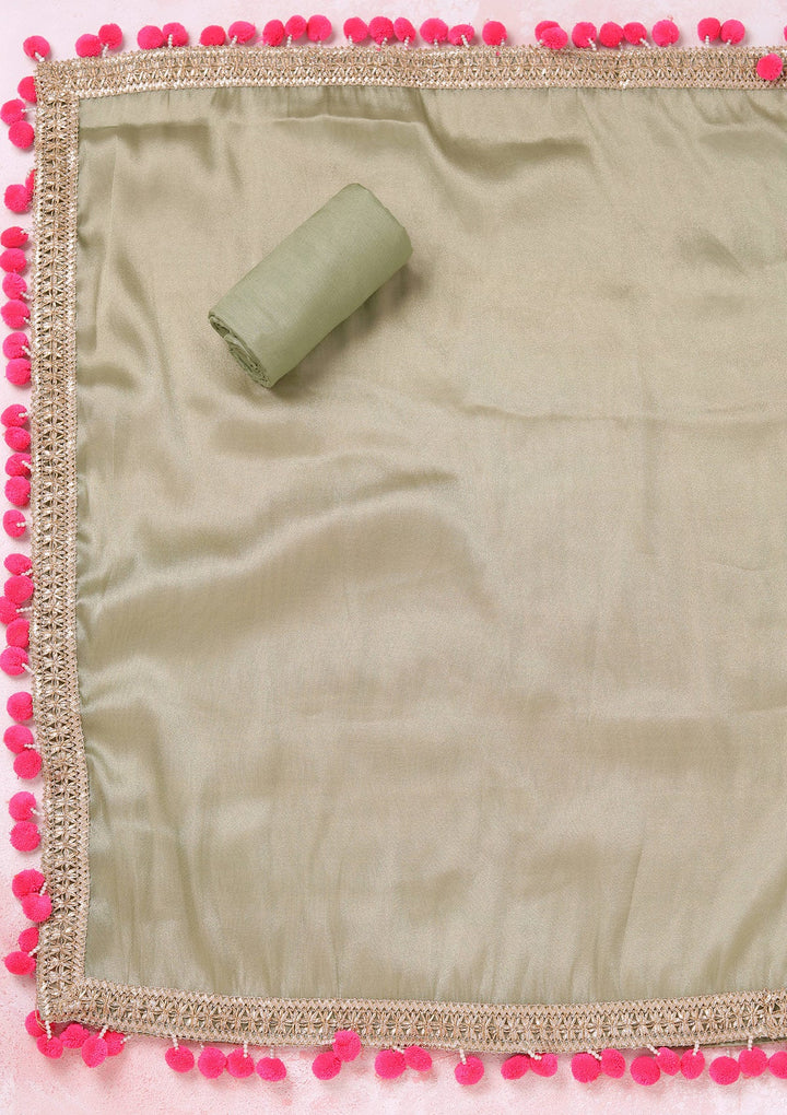 Pista Green Cording Tissue Unstitched Salwar Suit