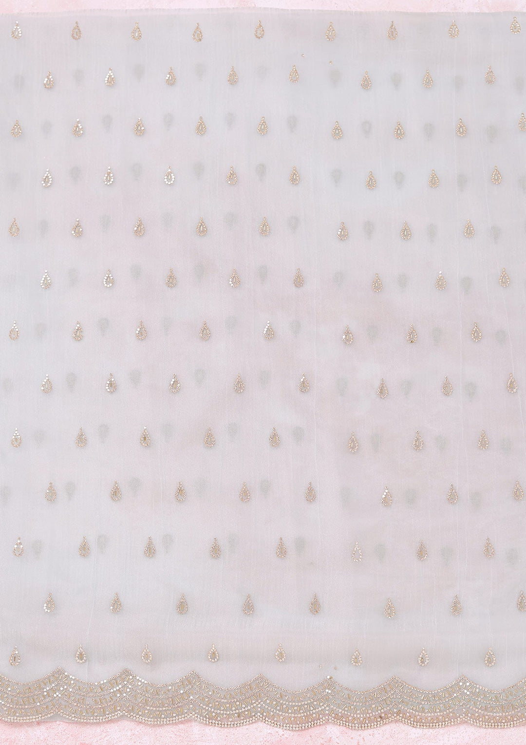 Sky Blue Zariwork (Gold) Tissue Unstitched Salwar Suit