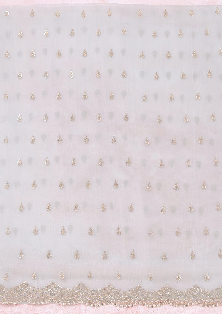 Sky Blue Zariwork (Gold) Tissue Unstitched Salwar Suit