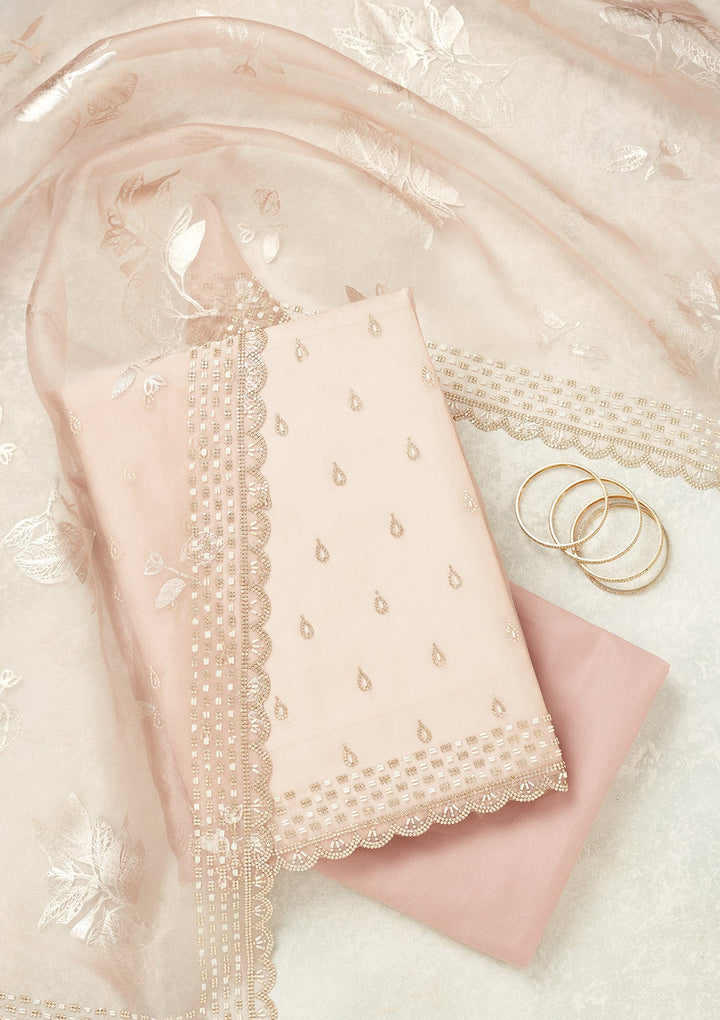 Lavender Stonework (Gold) Tissue Unstitched Salwar Suit