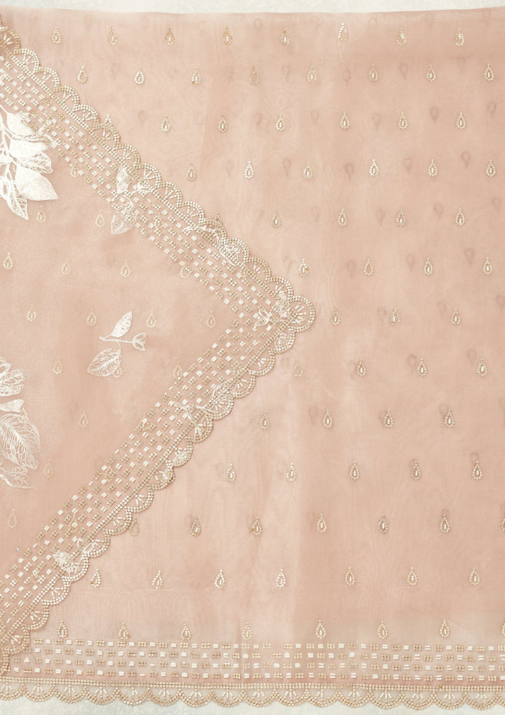 Lavender Stonework (Gold) Tissue Unstitched Salwar Suit