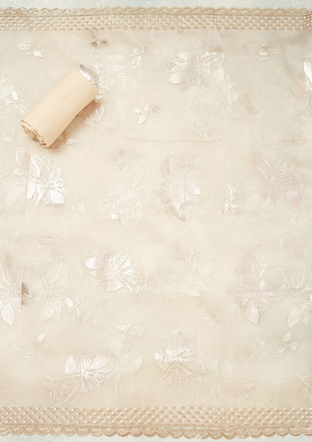 Off White Stonework (Gold) Tissue Unstitched Salwar Suit