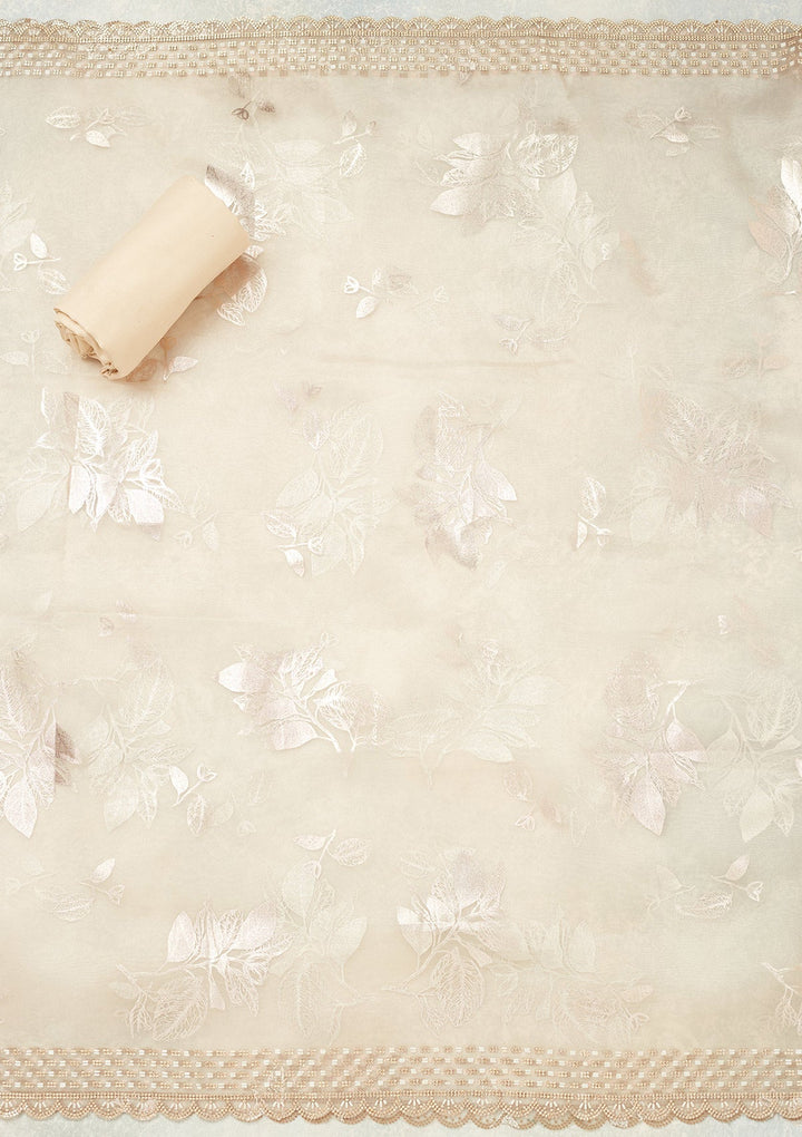 Off White Stonework (Gold) Tissue Unstitched Salwar Suit