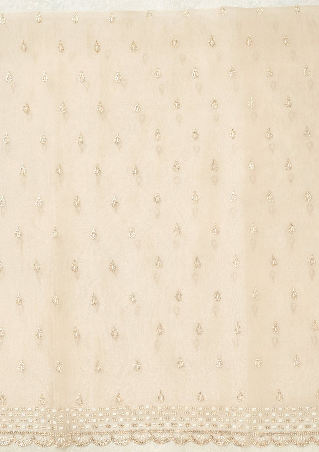 Off White Stonework (Gold) Tissue Unstitched Salwar Suit