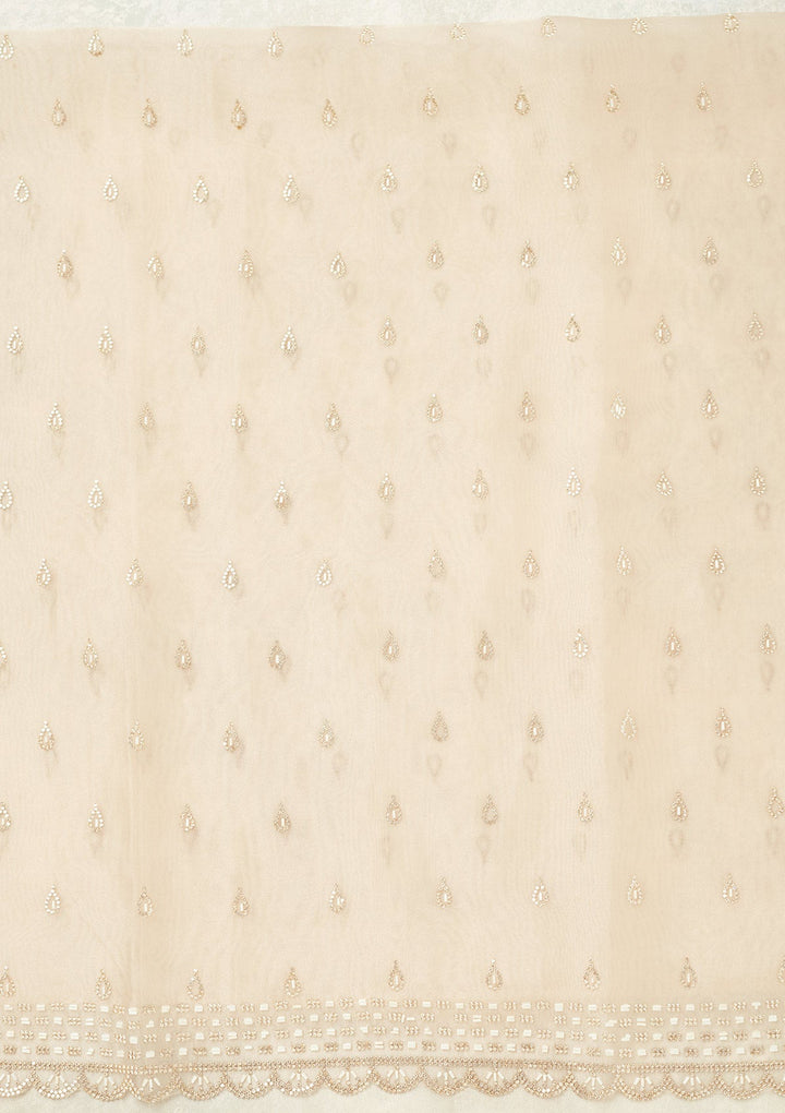 Off White Stonework (Gold) Tissue Unstitched Salwar Suit