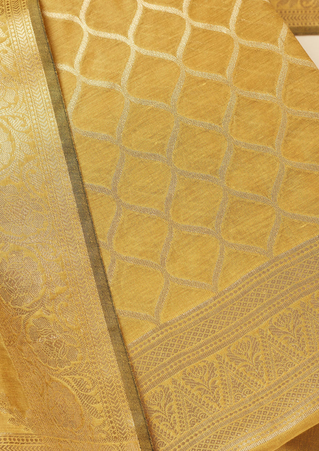 Lime Green Zariwork (Gold) Silk Unstitched Salwar Suit