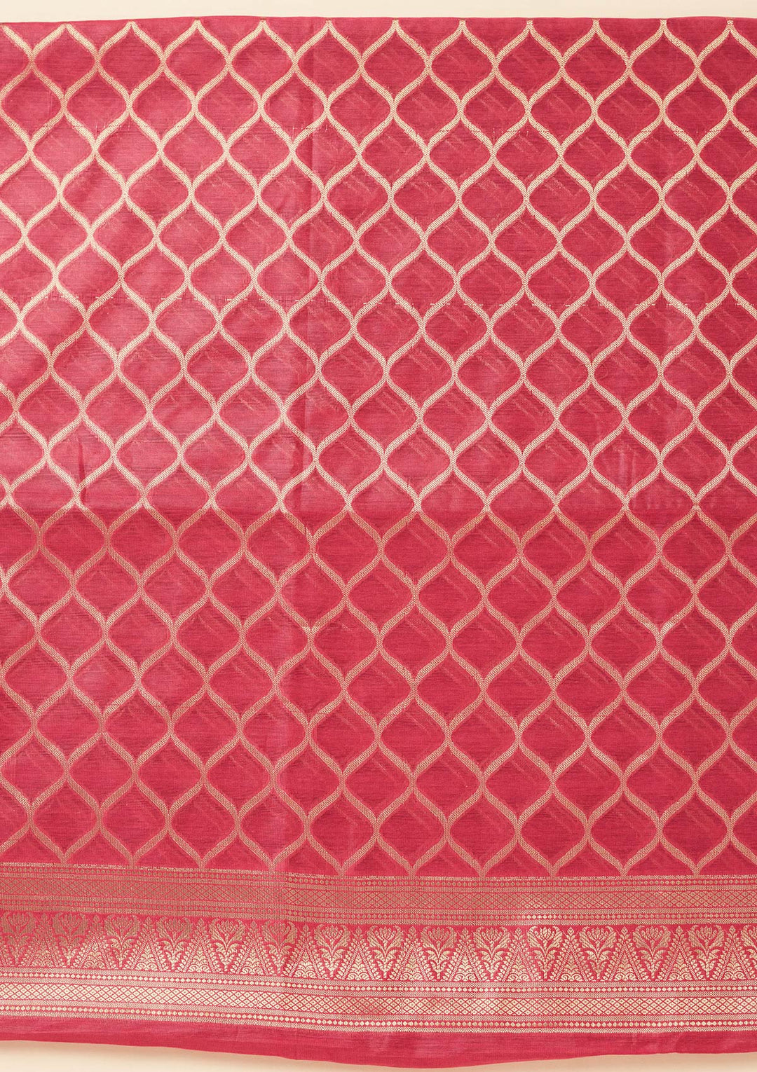 Magenta Pink Zariwork (Gold) Silk Unstitched Salwar Suit