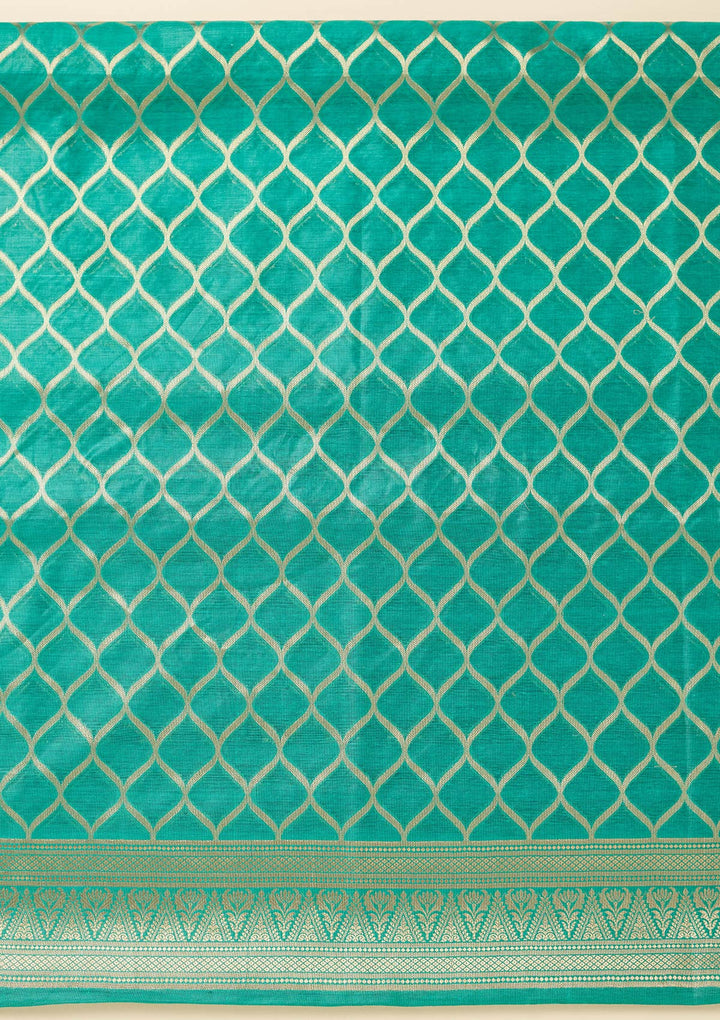 Rama Green Zariwork (Gold) Silk Unstitched Salwar Suit