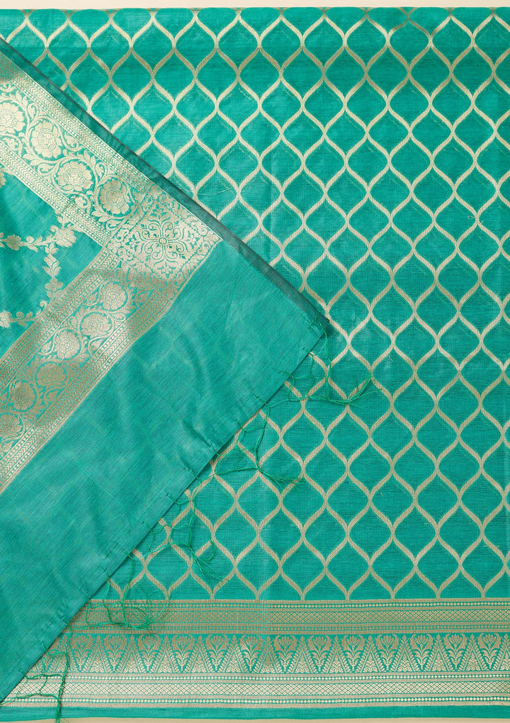 Rama Green Zariwork (Gold) Silk Unstitched Salwar Suit