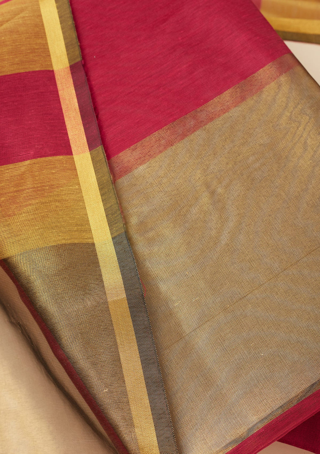 Magenta Pink Zariwork (Gold) Tissue Unstitched Salwar Suit