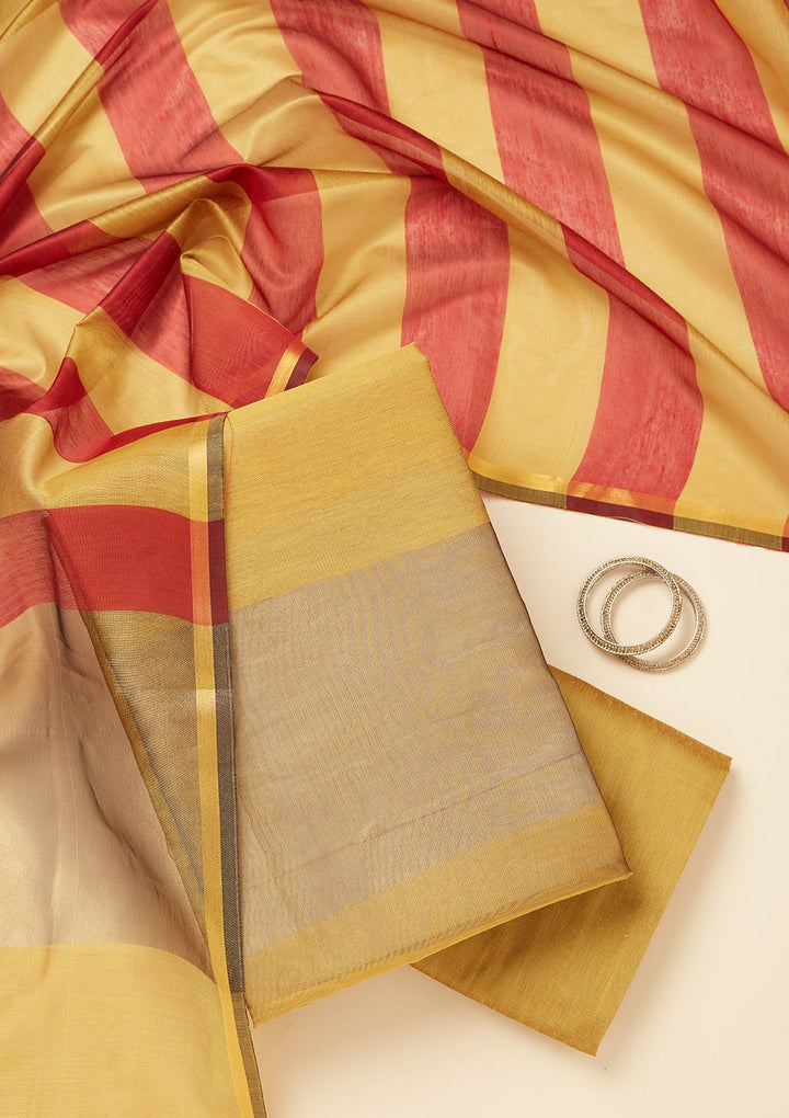 Mehendi Zariwork (Gold) Tissue Unstitched Salwar Suit