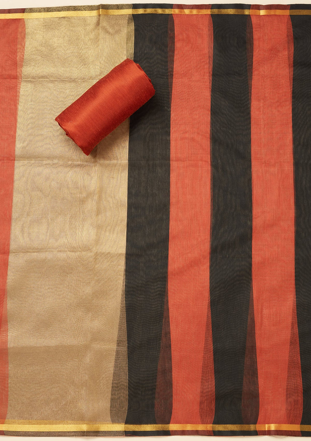 Rust Zariwork (Gold) Tissue Unstitched Salwar Suit