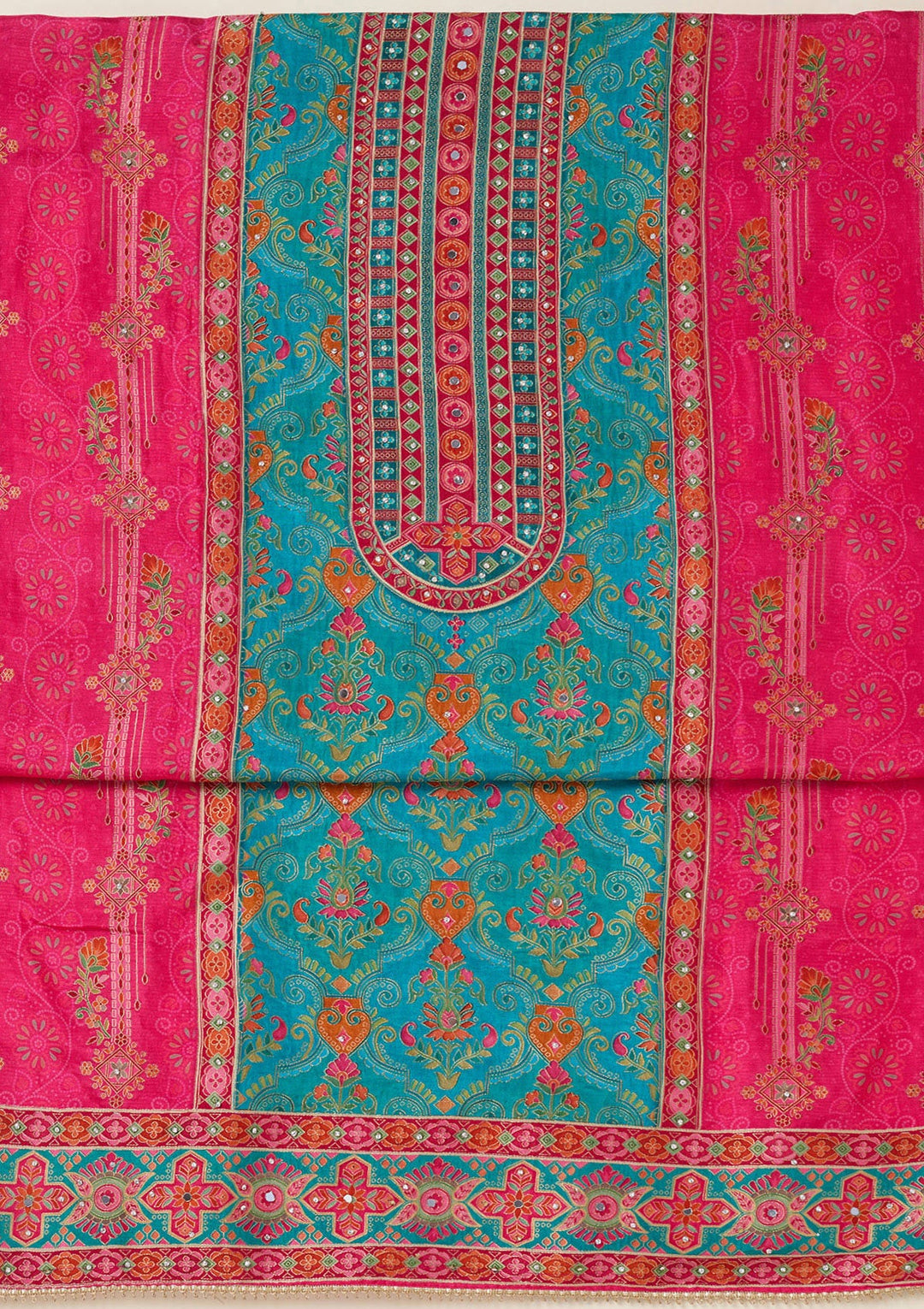 Rama Green Zariwork Dola Silk Unstitched Salwar Suit-koskii