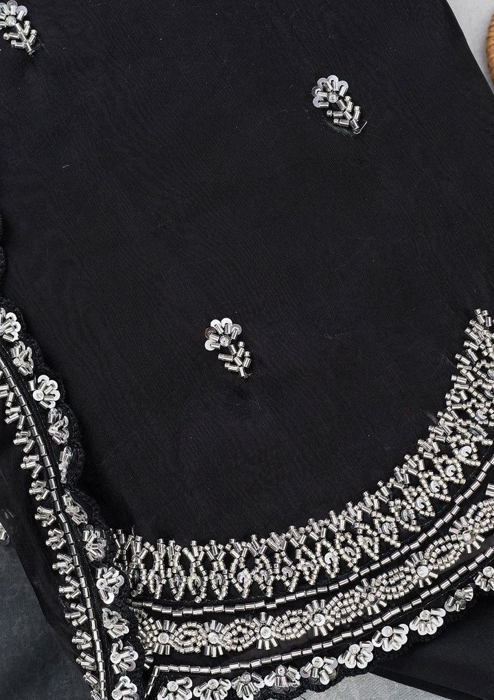 Black Cutdana Tissue Unstitched Salwar Suit-koskii