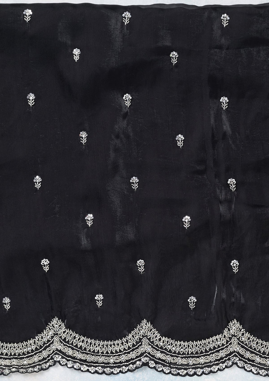 Black Cutdana Tissue Unstitched Salwar Suit-koskii