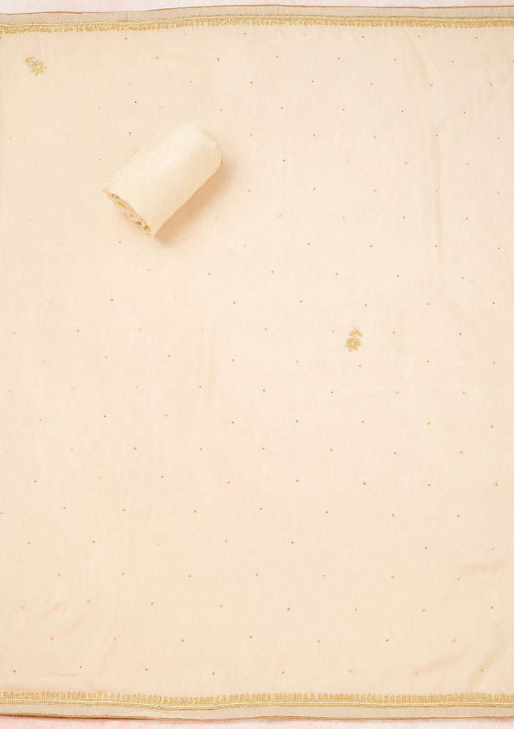 Cream Cutdana Crepe Unstitched Salwar Suit