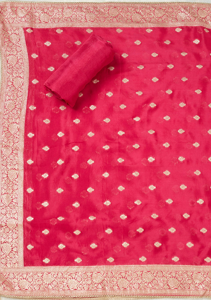 Rani Pink Cutdana Crepe Unstitched Salwar Suit