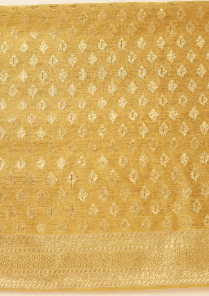 Mustard Zariwork (Gold) Silk Unstitched Salwar Suit