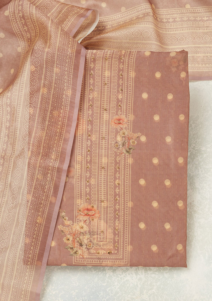 Mauve Zariwork (Gold) Chanderi Unstitched Salwar Suit