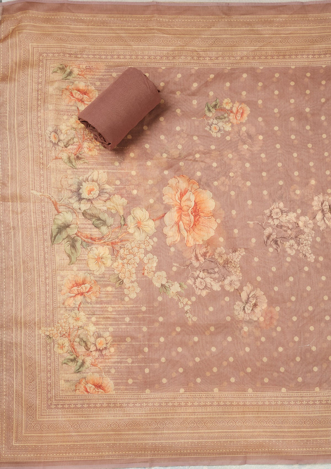 Mauve Zariwork (Gold) Chanderi Unstitched Salwar Suit