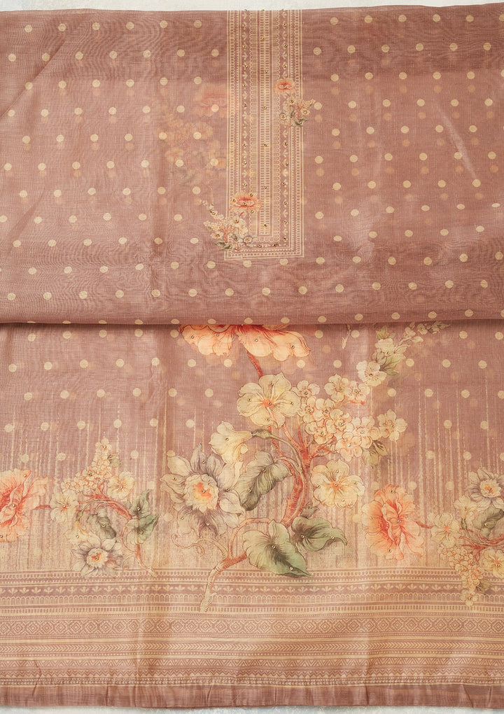 Mauve Zariwork (Gold) Chanderi Unstitched Salwar Suit