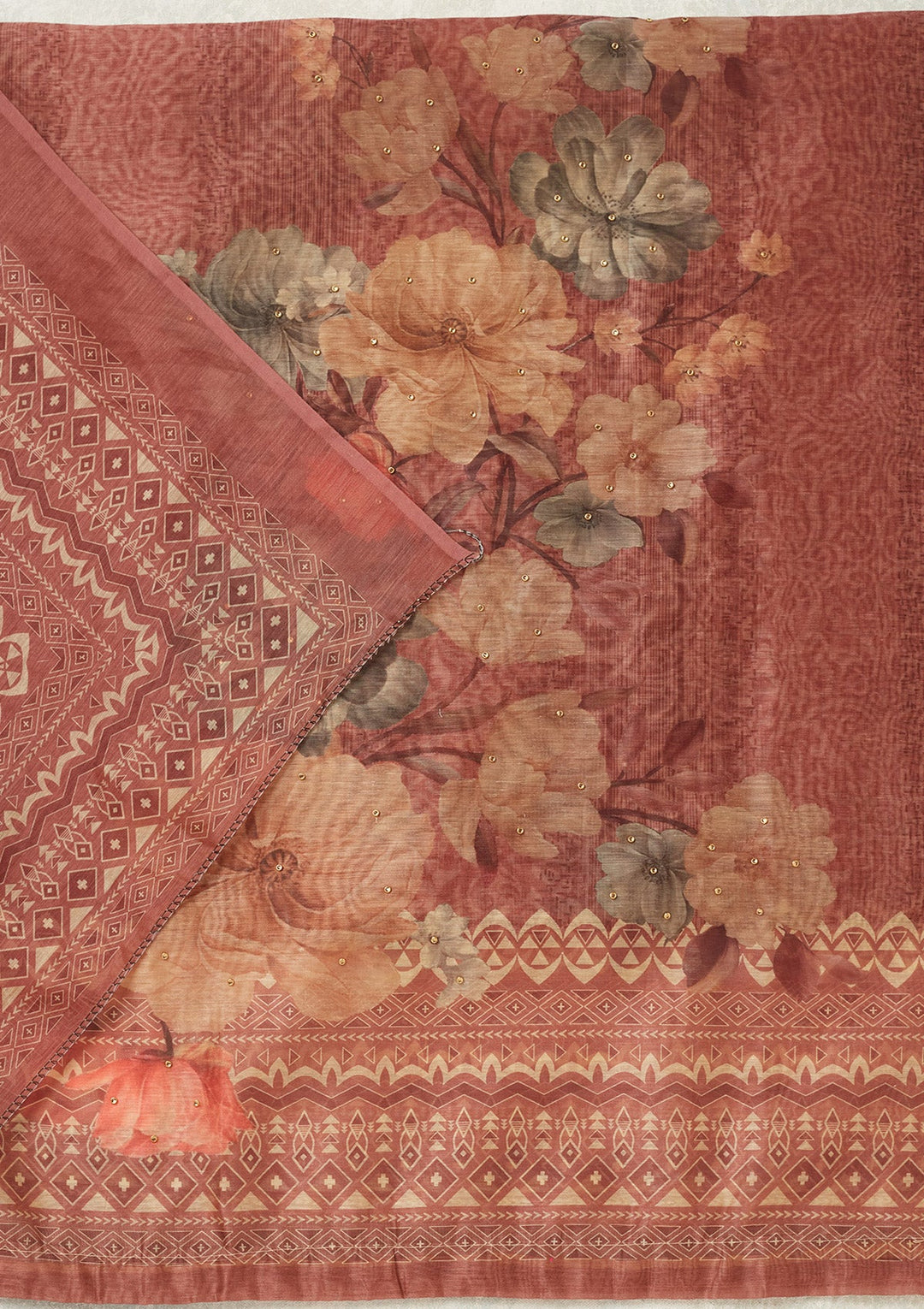 Onion Pink Zariwork (Gold) Chanderi Unstitched Salwar Suit