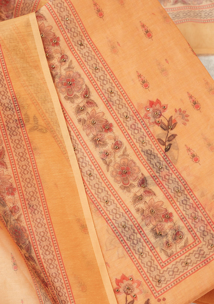 Mustard Zariwork (Gold) Chanderi Unstitched Salwar Suit