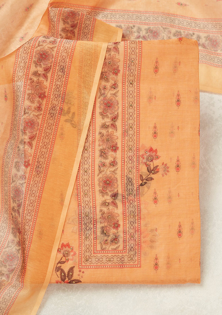 Mustard Zariwork (Gold) Chanderi Unstitched Salwar Suit