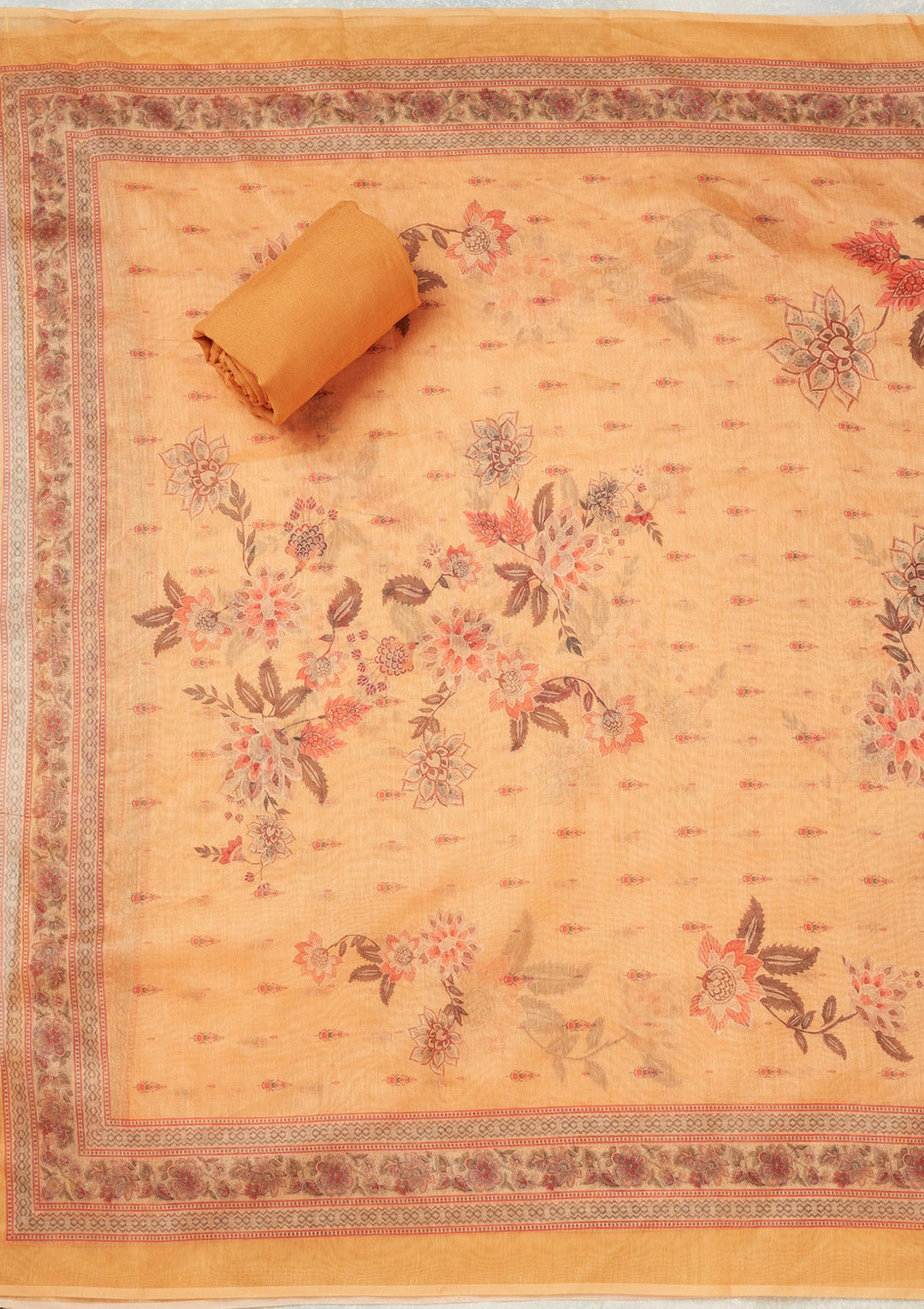 Mustard Zariwork (Gold) Chanderi Unstitched Salwar Suit