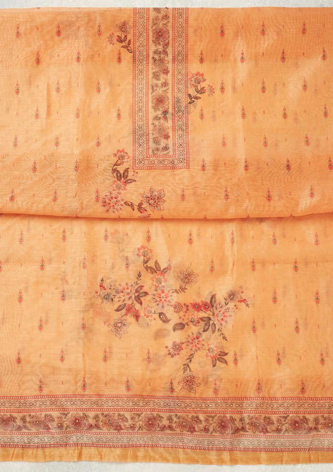 Mustard Zariwork (Gold) Chanderi Unstitched Salwar Suit