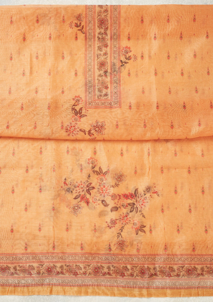 Mustard Zariwork (Gold) Chanderi Unstitched Salwar Suit
